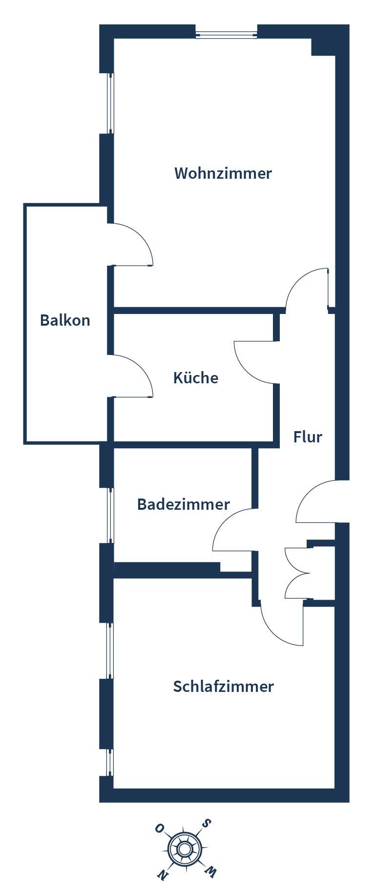 Wohnung zum Kauf 209.000 € 2 Zimmer 54,2 m²<br/>Wohnfläche 2.<br/>Geschoss Zentrum Oldenburg 26122