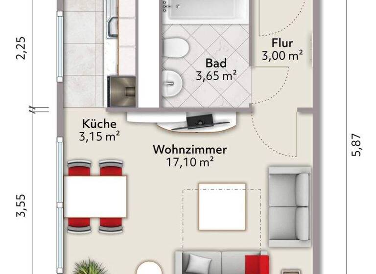 Studio zum Kauf 49.000 € 1 Zimmer 26,9 m² 2. Geschoss frei ab sofort Ottendorf-Okrilla 01458
