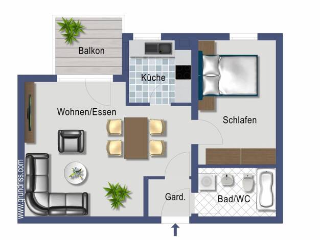 Wohnung zum Kauf provisionsfrei 164.600 € 2 Zimmer 51,4 m² EG Schießrainweg 8 Weil der Stadt Weil der Stadt 71263