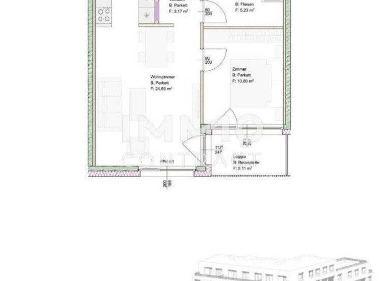 Wohnung zur Miete 1.135 € 2 Zimmer 43,9 m² Wien 1110