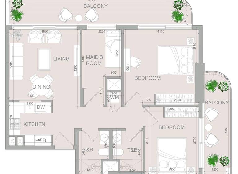 Wohnung zum Kauf provisionsfrei 386.952 € 3,5 Zimmer 106,8 m² Dubai 00000