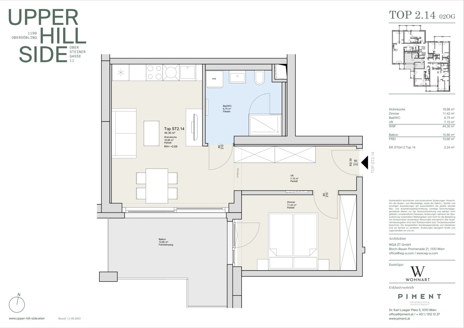 Terrassenwohnung zum Kauf 445.000 € 2 Zimmer 44,2 m²<br/>Wohnfläche 2.<br/>Geschoss Wien 1190