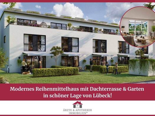 Reihenmittelhaus zur Miete - Erstbezug 1.950 € 5 Zimmer 135 m² 65 m² Grundstück St. Lorenz Nord Lübeck 23556