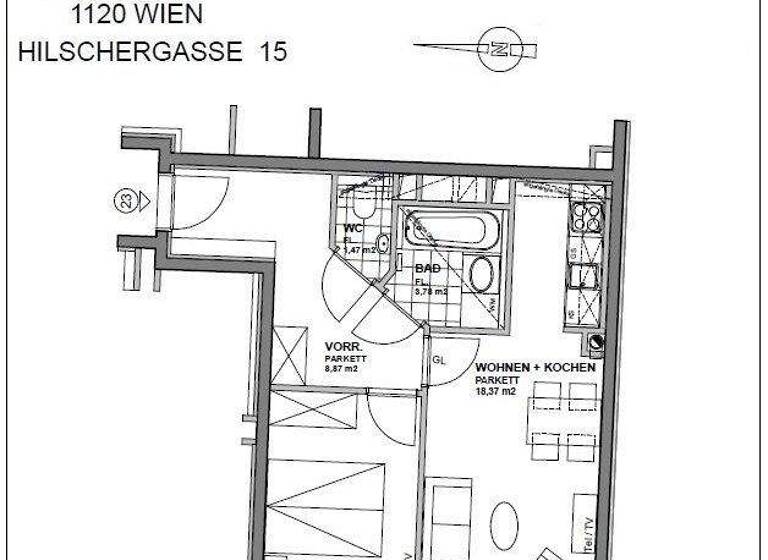 Wohnung zur Miete 604 € 2 Zimmer 42,5 m² 4. Geschoss Hilschergasse 15 Wien 1120