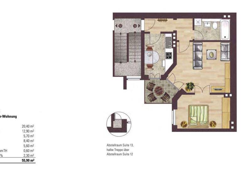 Wohnung zum Kauf 299.900 € 2 Zimmer 56 m² Brandenburger Vorstadt Potsdam 14471