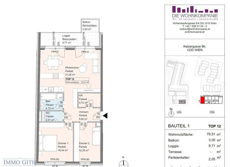 Wohnung zum Kauf - Erstbezug provisionsfrei 465.000 € 3 Zimmer 1. Geschoss Wien,Liesing 1230