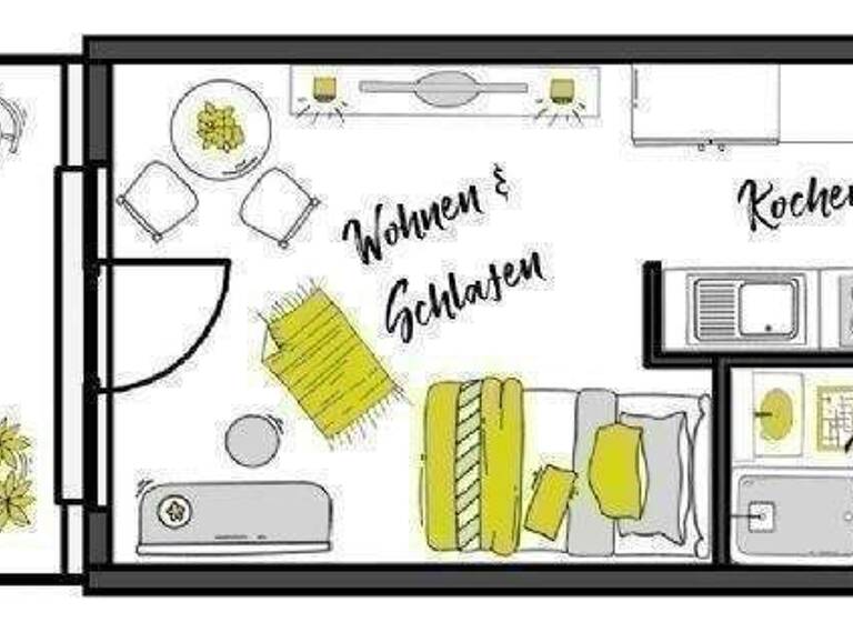 Studio zur Miete 420 € 1 Zimmer 22 m² 4. Geschoss frei ab 01.04.2026 Schnaitheimer Straße 63 Innenstadt Heidenheim an der Brenz 89520