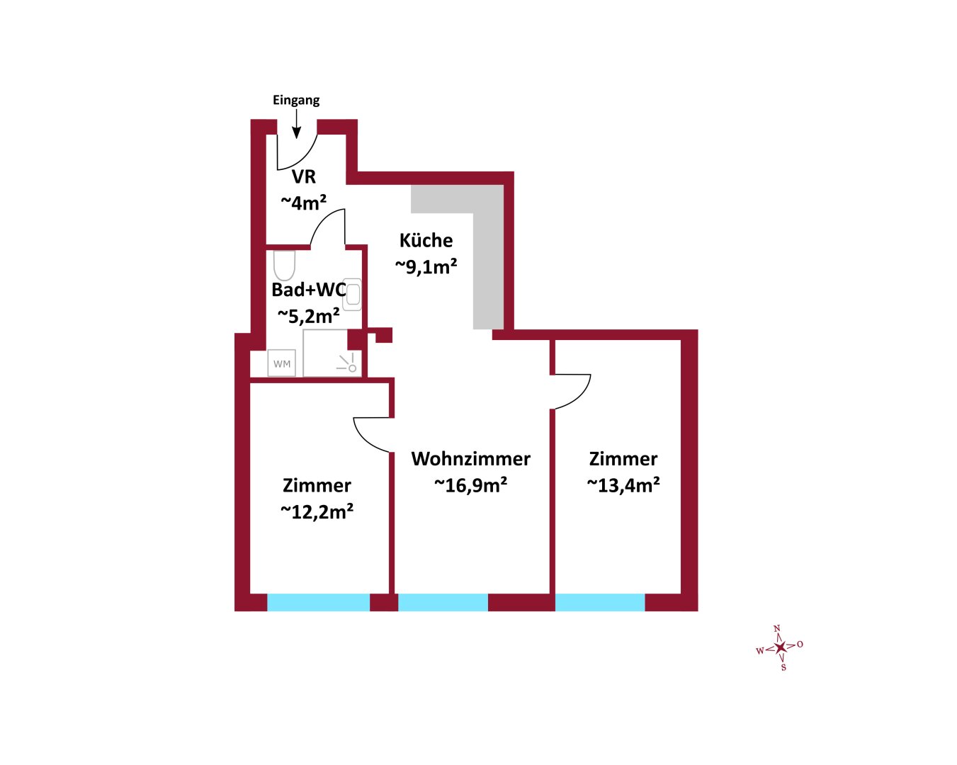 Wohnung zum Kauf 398.000 € 3 Zimmer 60,9 m²<br/>Wohnfläche Wien 1100