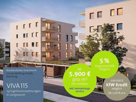 Wohnung zum Kauf - Neubau provisionsfrei 460.000 € 3 Zimmer 83 m² Geschoss 1/4 frei ab 01.09.2028 Ursula-Wolfring-Straße Langwasser Südöstliche Außenstadt 90471