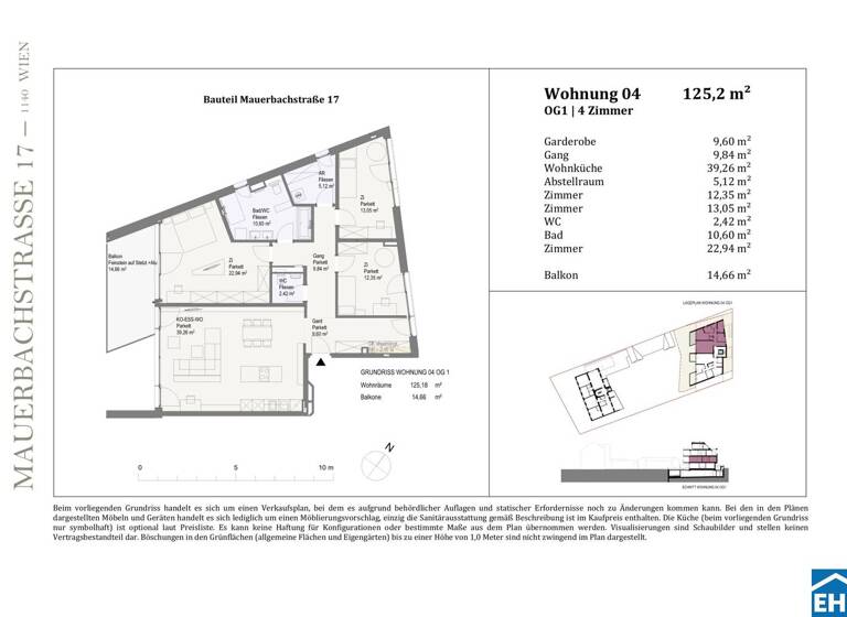 Wohnung zum Kauf - Erstbezug 899.000 € 4 Zimmer 125,2 m² 1. Geschoss Mauerbachstraße Wien 1140