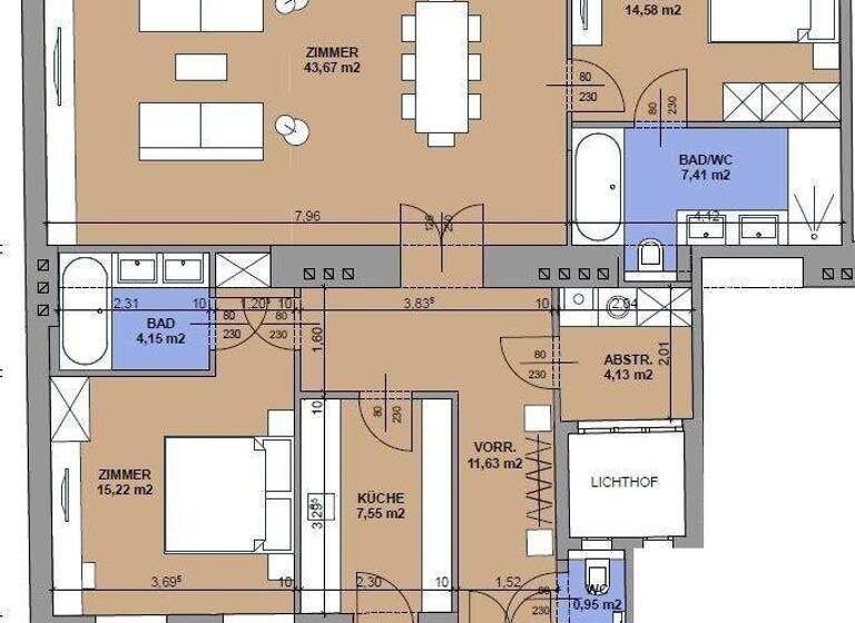 Wohnung zur Miete 1.864 € 3 Zimmer 111 m² 1. Geschoss Schloßgasse 14- Wien 1050
