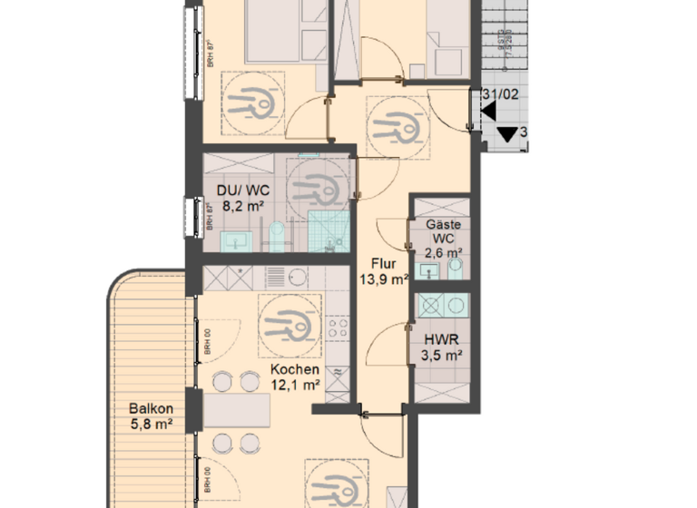 Wohnung zur Miete - Erstbezug 1.330 € 3 Zimmer 101,8 m² frei ab sofort Eisenach 99817