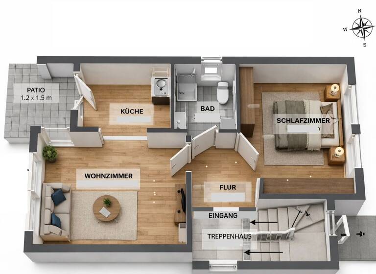 Wohnung zur Miete 480 € 1,5 Zimmer 41,4 m² Geschoss EG/2 frei ab sofort Breslauer Straße 2 Eutin 23701