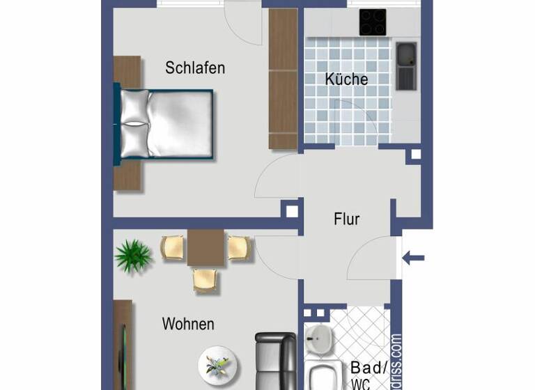 Wohnung zum Kauf provisionsfrei 218.240 € 2,5 Zimmer 51 m² 2. Geschoss Dörnbergstraße 31 Hassels Düsseldorf 40599