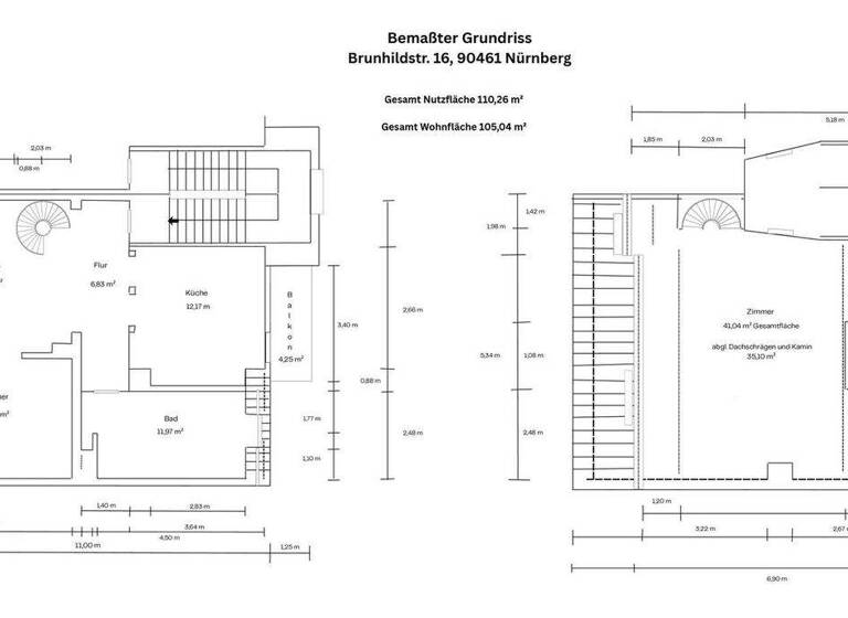 Maisonette zum Kauf provisionsfrei 351.000 € 2 Zimmer 105 m² 4. Geschoss Brunhildstr. 16 Bleiweiß Nürnberg (Mittelfr) - Südstadt 90461