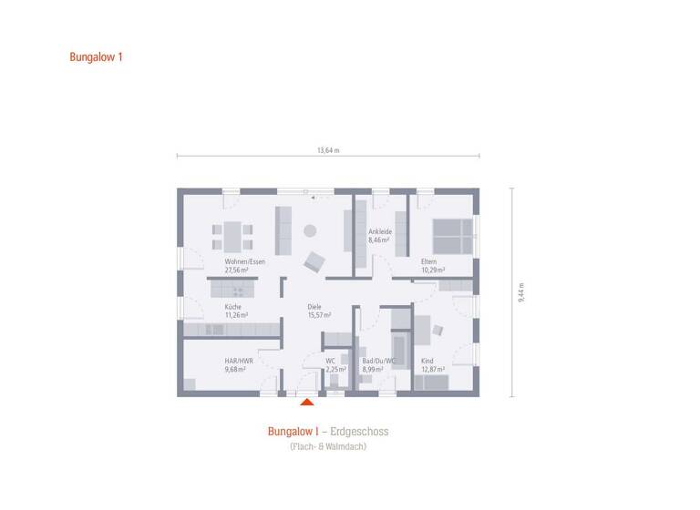 Bungalow zum Kauf - Erstbezug provisionsfrei 339.700 € 4 Zimmer 106,9 m² 793 m² Grundstück Ettringen 56729