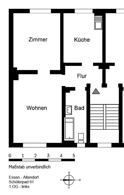 Wohnung zur Miete 479 € 2,5 Zimmer 57,7 m²<br/>Wohnfläche 1.<br/>Geschoss 10.02.2025<br/>Verfügbarkeit Schölerpad 61 Altendorf Essen 45143