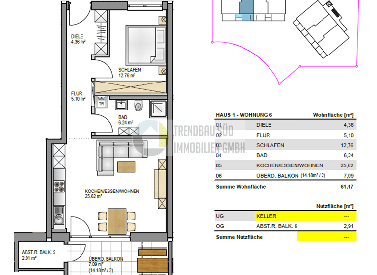 Wohnung zum Kauf - Erstbezug provisionsfrei 305.500 € 2 Zimmer 61,2 m² Mietingen 88487