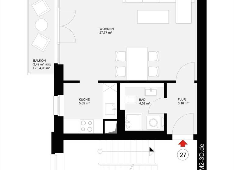 Studio zum Kauf 299.000 € 1 Zimmer 43 m² 3. Geschoss Prenzlauer Berg Berlin 10405