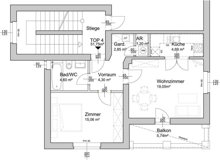 Wohnung zur Miete 836 € 2 Zimmer 52 m² frei ab 01.04.2026 Gnigl Salzburg 5020