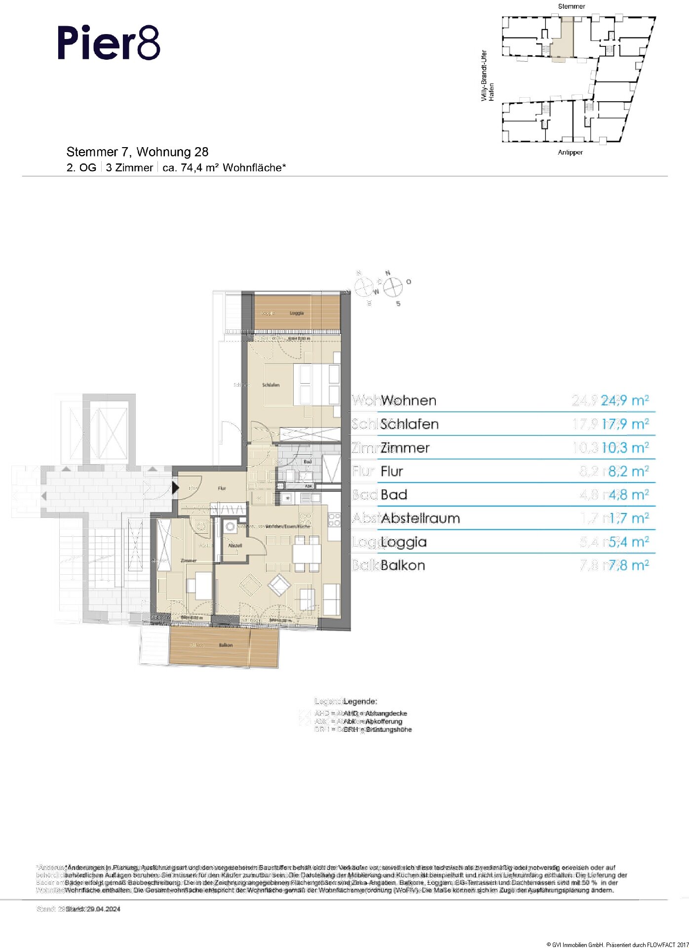 Wohnung zum Kauf provisionsfrei 414.700 € 3 Zimmer 74,4 m²<br/>Wohnfläche Gaarden - Ost Bezirk 1 Kiel 24143