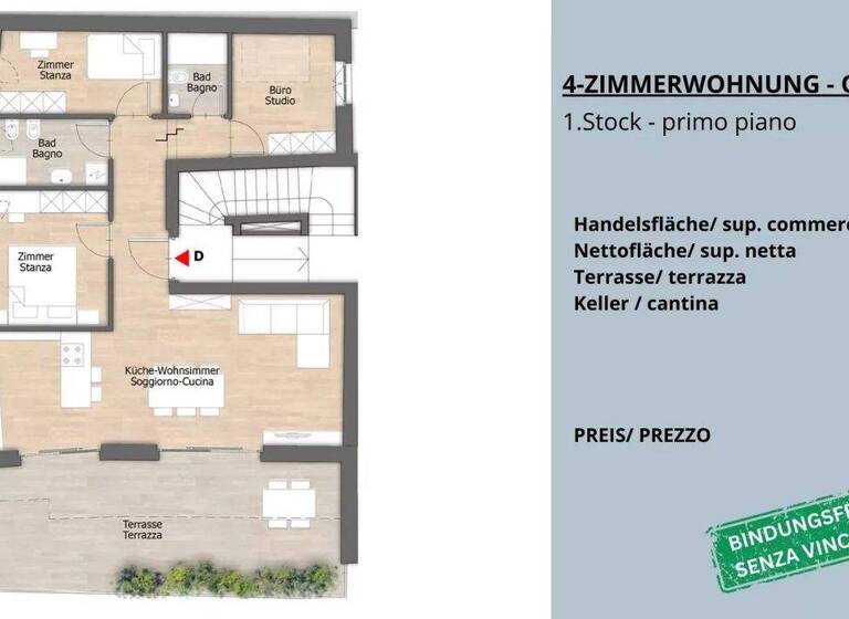Studio zum Kauf 525.000 € 3 Zimmer 117 m² 2. Geschoss Montan 39040