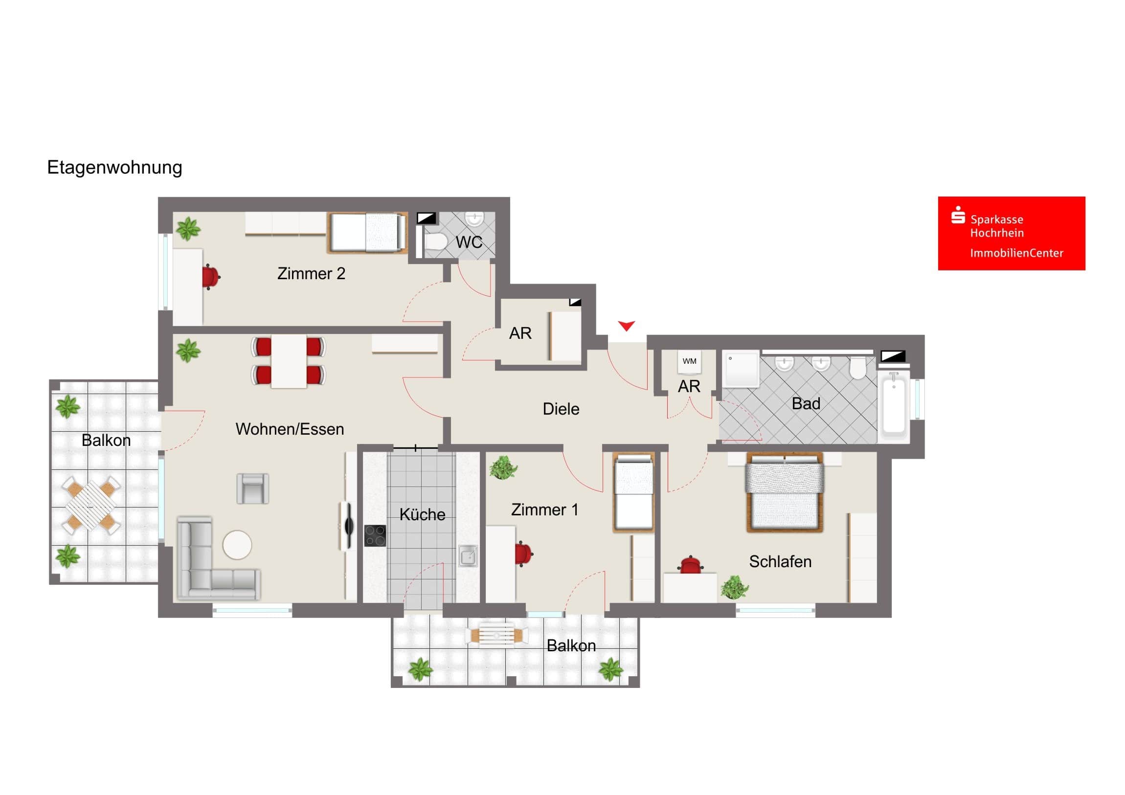 Wohnung zum Kauf 534.000 € 4 Zimmer 111 m²<br/>Wohnfläche 2.<br/>Geschoss Jestetten Jestetten 79798