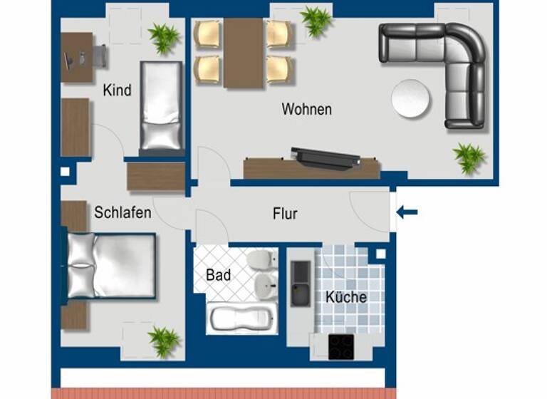 Wohnung zur Miete 415 € 2,5 Zimmer 46 m² 2. Geschoss frei ab 10.04.2026 Am Hang 10 Gottfried-Keller-Siedlung Halle (Saale) 06118