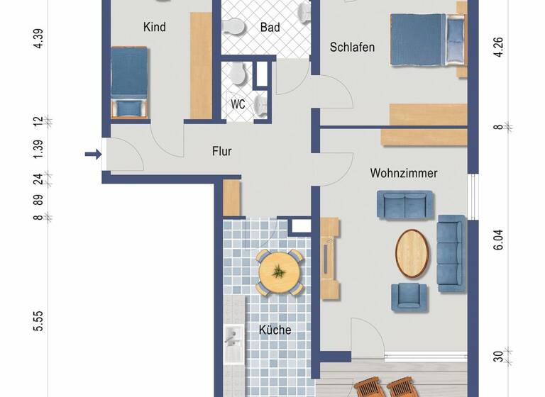 Wohnung zum Kauf 369.000 € 3 Zimmer 89,8 m²<br/>Wohnfläche Weststadt Weinheim 69469