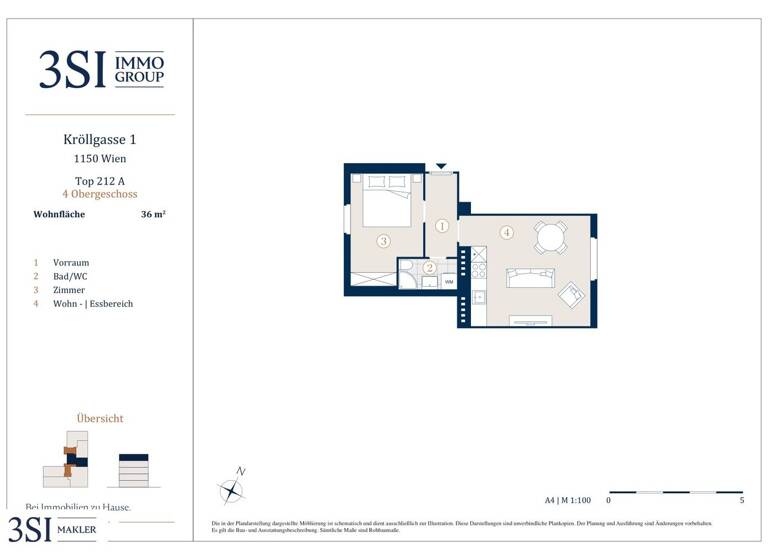 Wohnung zum Kauf 175.000 € 2 Zimmer 36 m² 4. Geschoss Kröllgasse 1 Wien 1150