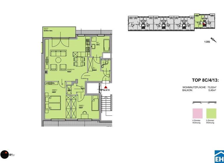 Wohnung zur Miete 1.173 € 3 Zimmer 73 m² Arsenal 8c Wien 1030
