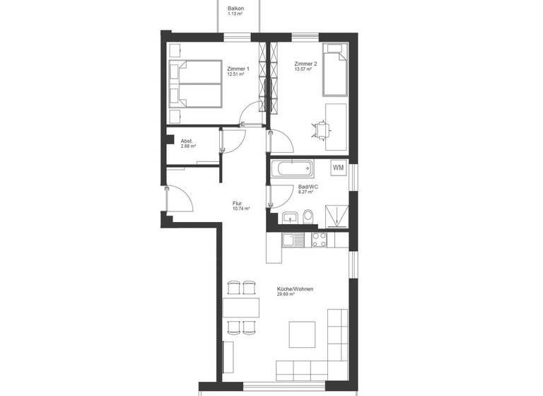 Wohnung zur Miete 1.365 € 3 Zimmer 84,9 m² 2. Geschoss Nantesstraße 72 Französisch Buchholz Berlin 13127