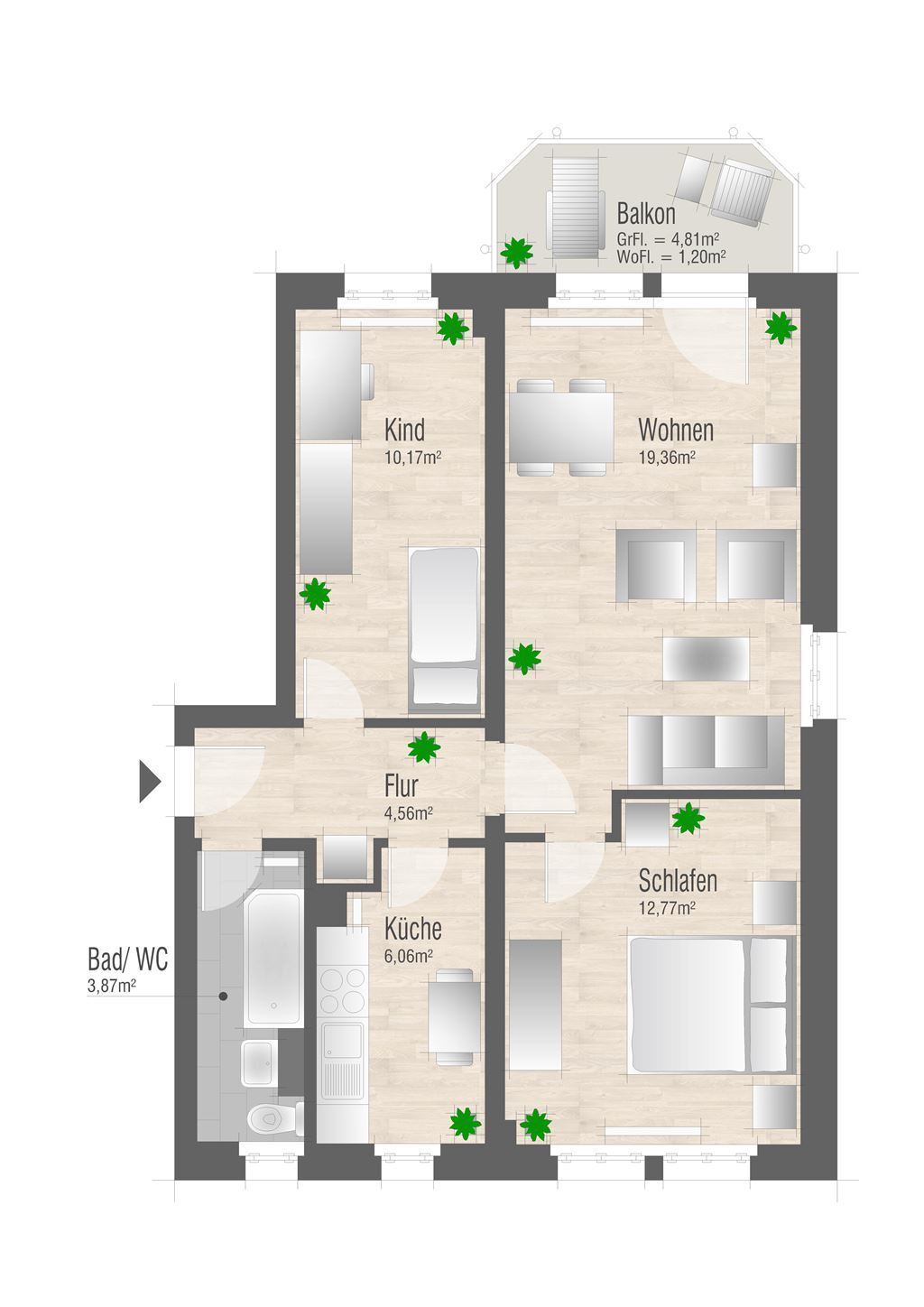 Wohnung zur Miete 346 € 3 Zimmer 59,6 m²<br/>Wohnfläche 2.<br/>Geschoss 01.12.2024<br/>Verfügbarkeit Stollberger Straße 81 Kapellenberg 814 Chemnitz 09119