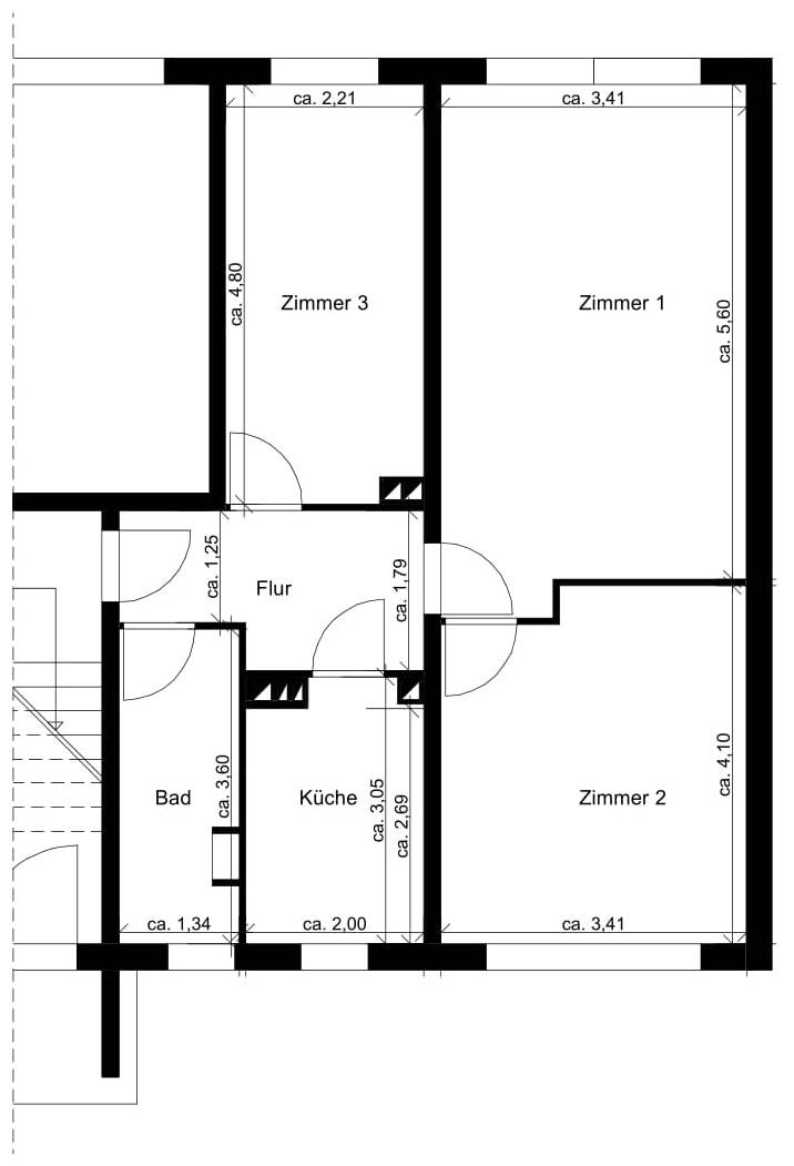 Wohnung zur Miete 348 € 3 Zimmer 56,4 m²<br/>Wohnfläche 2.<br/>Geschoss 01.04.2025<br/>Verfügbarkeit Räschener Straße 32e Spremberger Vorstadt Cottbus 03048