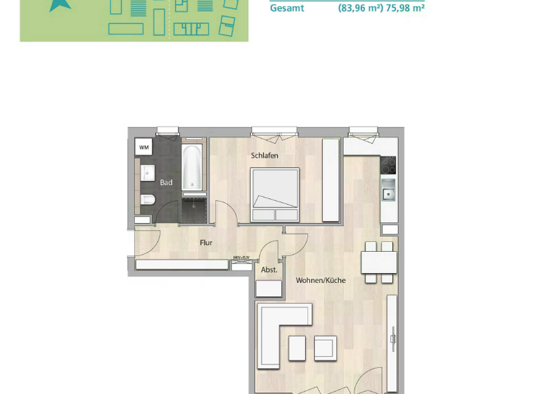 Wohnung zur Miete 1.500 € 2 Zimmer 76 m² 2. Geschoss frei ab 01.06.2026 Dohlenweg 27 Vaterstetten 85591