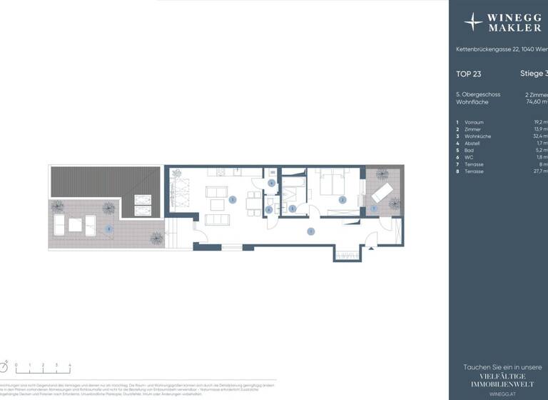 Wohnung zum Kauf - Erstbezug 933.500 € 2 Zimmer 76,6 m² 6. Geschoss Kettenbrückengasse 22 Wien 1040