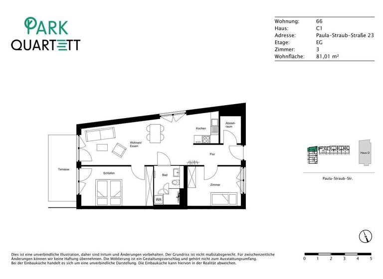 Wohnung zur Miete - Erstbezug 865 € 3 Zimmer 81,8 m² EG Paula-Straub-Str. 23 Villingen Villingen-Schwenningen 78048