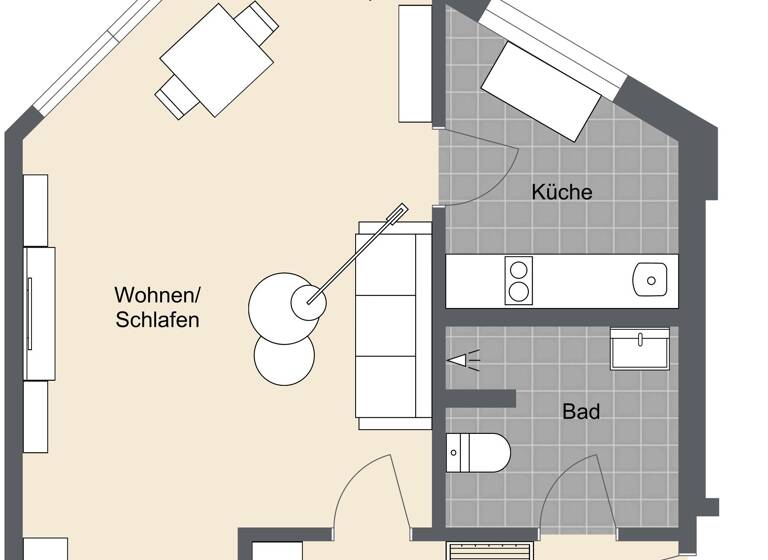 Wohnung zum Kauf 129.000 € 1 Zimmer 33,3 m²<br/>Wohnfläche EG<br/>Geschoss Offenhausen Neu-Ulm 89231