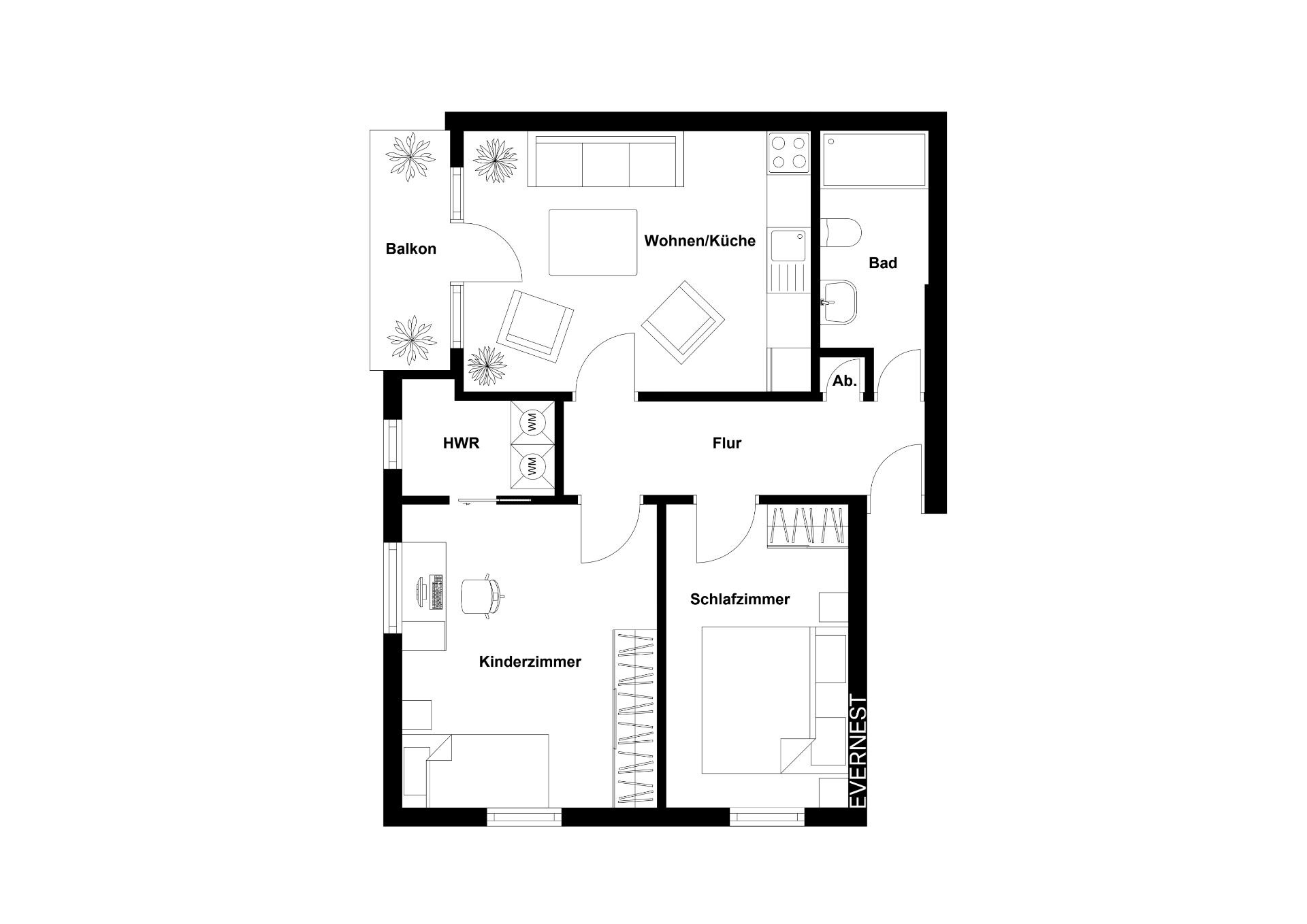 Wohnung zum Kauf 169.000 € 3 Zimmer 57 m²<br/>Wohnfläche 1.<br/>Geschoss Johannesstift Bielefeld 33611