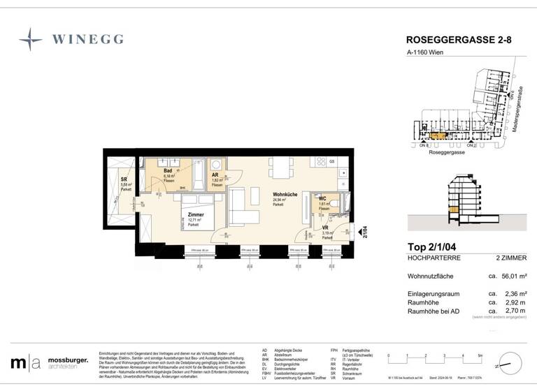 Wohnung zum Kauf - Erstbezug 317.600 € 2 Zimmer 56,1 m² EG Roseggergasse 2-8 Wien 1160