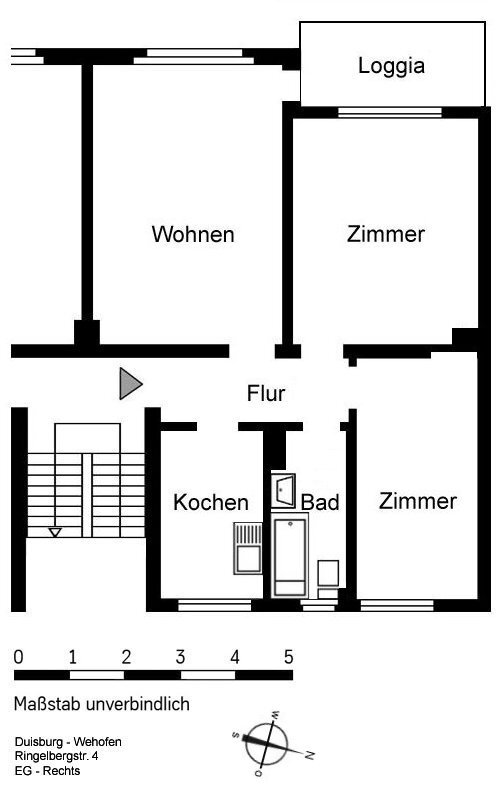 Wohnung zur Miete 469 € 3,5 Zimmer 58,7 m²<br/>Wohnfläche EG<br/>Geschoss Ringelbergstraße 4 Wehofen Duisburg 47169