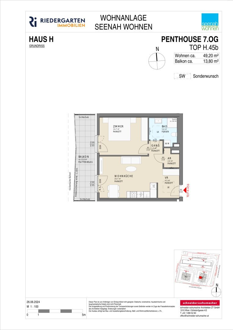 Penthouse zum Kauf 372.500 € 2 Zimmer 49,2 m²<br/>Wohnfläche 7.<br/>Geschoss Kohldorfer Straße 96 St. Martin Klagenfurt am Wörthersee 9020