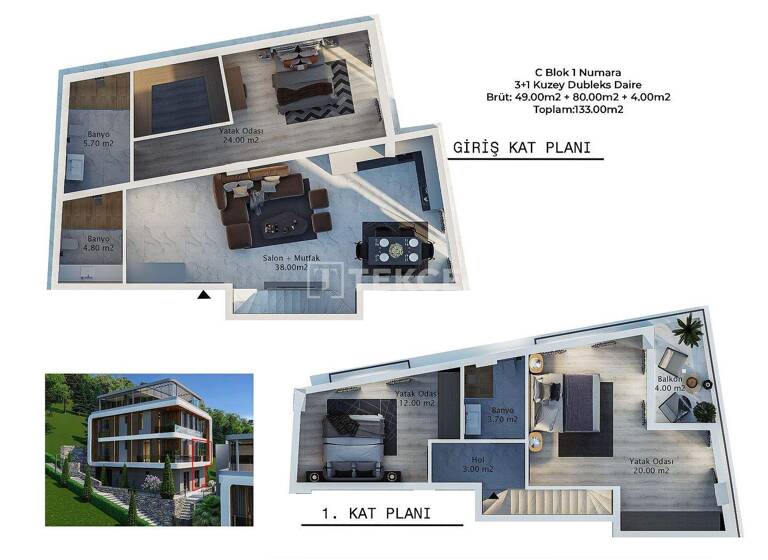 Studio zum Kauf 650.000 € 3 Zimmer 92 m² EG Antalya 07400