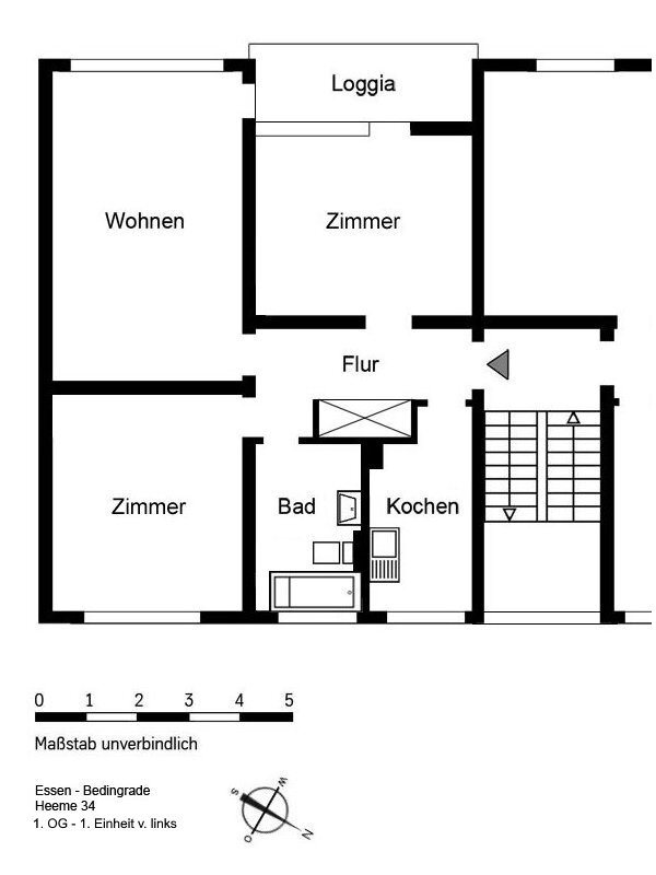 Wohnung zur Miete 765 € 3 Zimmer 76 m²<br/>Wohnfläche 1.<br/>Geschoss 16.04.2025<br/>Verfügbarkeit Heeme 34 Bedingrade Essen 45357