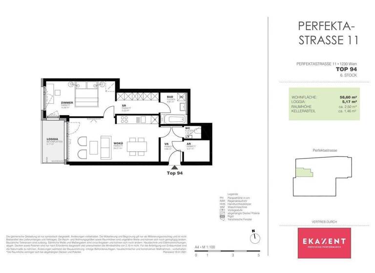 Wohnung zur Miete 767 € 2 Zimmer 58,6 m² 6. Geschoss Wien 1230