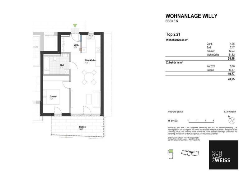 Wohnung zum Kauf - Erstbezug 479.000 € 2 Zimmer 58,5 m² 5. Geschoss Kufstein 6330