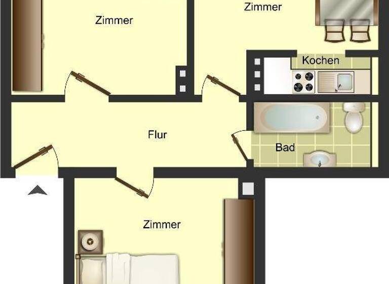 Wohnung zur Miete 599 € 2 Zimmer 54 m² 4. Geschoss Kurfürstenstraße 32 Solingen-Mitte Solingen 42655