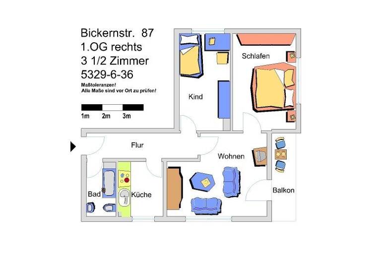 Wohnung zur Miete nur mit Wohnberechtigungsschein 300 € 3,5 Zimmer 61,5 m² 1. Geschoss Bickernstr. 87 Bismarck Gelsenkirchen 45889