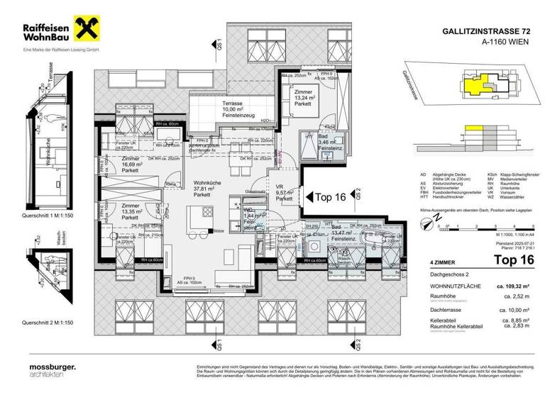 Wohnung zum Kauf - Erstbezug provisionsfrei 940.400 € 4 Zimmer 109,3 m² 3. Geschoss Gallitzinstraße Wien,Ottakring 1160