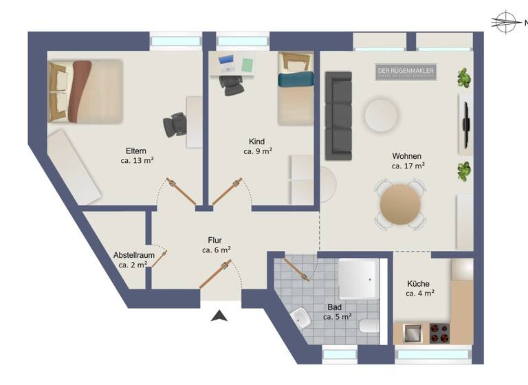 Wohnung zum Kauf 248.000 € 3 Zimmer 55,4 m²<br/>Wohnfläche Lauterbach Putbus / Lauterbach 18581